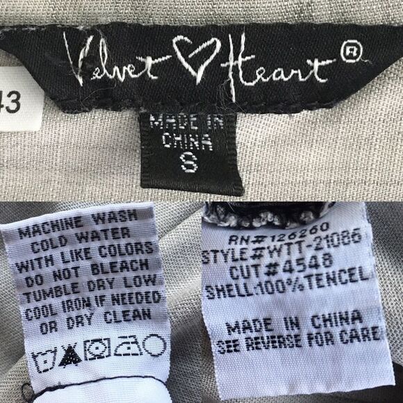 VELVET HEART Button Down Tie Front Blouse Grey S - Picture 3 of 3